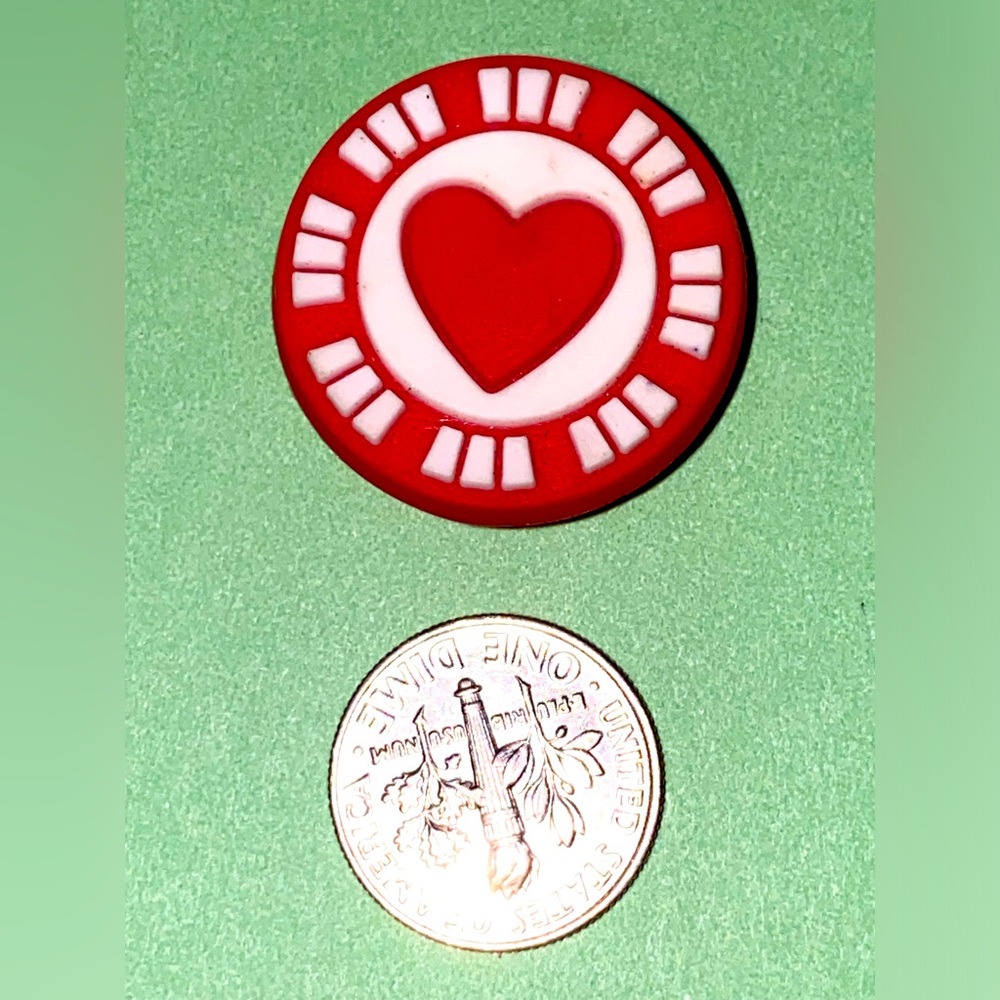 (10 for $15) Heart Poker Chip Crocs Shoes Charms